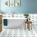 Peel and Stick Aqua Blue Vinyl Floor Tiles