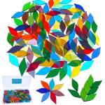 Assorted Color Mosaic Glass Petals and Leaves Tiles