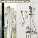 Brushed Gold Suction Hooks for Shower Towel Storage