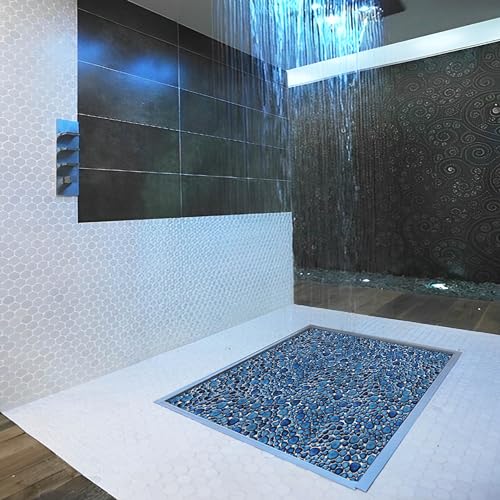 Cobalt Blue Pebble Shower Floor Mosaic Tiles