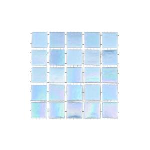 URBN Contemporary Light Sky Blue Iridescent Glass Mosaic Tile for Indoor and Outdoor - Sample Tile (4-1/3 inches x 4-1/3 inches, 0.13 SQ FT)