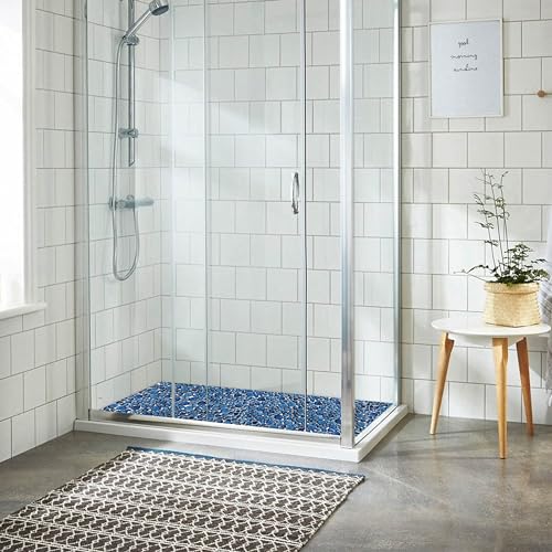 Cobalt Blue Pebble Shower Floor Mosaic Tiles