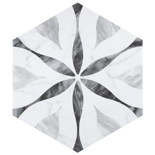 Classico Bardiglio Hex Flower Porcelain Tile 7"x8