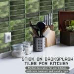 Peel and Stick Green Marble Backsplash Tiles