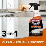 Weiman Granite Cleaner Polish and Protect, Streak Free, pH Neutral Formula for Daily Use on Interior & Exterior Natural Stone with Microfiber Towel, 3 in 1-2 Pack