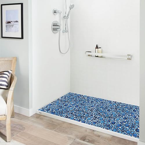 Cobalt Blue Pebble Shower Floor Mosaic Tiles