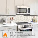 STICKGOO Hexagon Peel and Stick on Backsplash for Kitchen and Bathroom, White Marble Look PVC Mixed Metal Gold Self Adhesive Metal Mosaic Tiles(10 Sheets, Seamless)