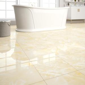 20-Pack Peel and Stick Floor Tiles Vinyl Floor 12 x 12 inch Self Adhesive Waterproof Flooring Planks DIY for Bathroom, Kitchen, Living Room, RV, Cover 20 Sq. Ft, Polish Beige Marble