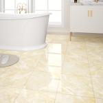 20-Pack Peel and Stick Floor Tiles Vinyl Floor 12 x 12 inch Self Adhesive Waterproof Flooring Planks DIY for Bathroom, Kitchen, Living Room, RV, Cover 20 Sq. Ft, Polish Beige Marble