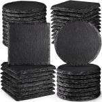 36 PCS Glossy Black Slate Coasters for Laser Engraving, MAPRIAL 2026 Upgrade 4 Inch 18 PCS Square, 18P Round Stone Drinks Coaster Bulk, Laser Blanks Material for Engraver, DIY, Gifts, Wedding