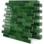 Tiwoos Thick Green Peel and Stick Tile Backsplash 12"x12" Self Adhesive Wall Marble Tiles for Kitchen (10-Sheet,Green)