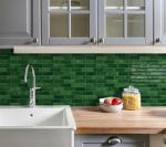 Tiwoos Thick Green Peel and Stick Tile Backsplash 12"x12" Self Adhesive Wall Marble Tiles for Kitchen (10-Sheet,Green)