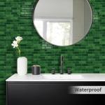 Tiwoos Thick Green Peel and Stick Tile Backsplash 12"x12" Self Adhesive Wall Marble Tiles for Kitchen (10-Sheet,Green)