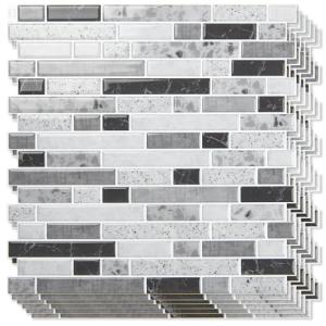 Art3d 10-Sheet Heavy-Duty Peel and Stick Backsplash, Waterproof Wall Tiles Stick on Kitchen Backsplash Living Space, Carrara Grey