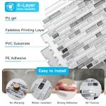 Art3d 10-Sheet Heavy-Duty Peel and Stick Backsplash, Waterproof Wall Tiles Stick on Kitchen Backsplash Living Space, Carrara Grey