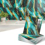 10-Sheet Peel and Stick Kitchen Backsplash Tiles,Waterproof Self Adhesive Marble Tile for Wall,PVC Wall Panels Shower Tiles for Bathroom and Kitchen Wall Decor-Not Real Tile(Dark Green,12"x12")