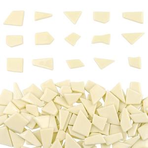 Youway Style Glass Mosaic Tiles for Crafts Bulk,200g Cream Broken Glass Pieces for DIY Spring Mosaic Art Decor,Garden Mosaic Supplies