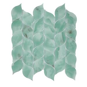 5 Sheets Ivy Glass Mosaic,Leaf Tile Mosaic for Kitchen Backsplash,Leaf Shape Mosaic for Home Décor