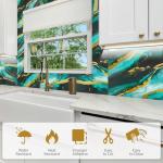 10-Sheet Peel and Stick Kitchen Backsplash Tiles,Waterproof Self Adhesive Marble Tile for Wall,PVC Wall Panels Shower Tiles for Bathroom and Kitchen Wall Decor-Not Real Tile(Dark Green,12"x12")