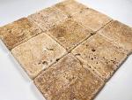 Tenedos 4"x4" Yellow Travertine Tumbled Tile for Floor, Wall, Kitchen Backsplash & Bathroom – Rustic Natural Stone Look (Box Covers 5 Sq. Ft.)