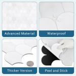 SUNWINGS 10-Sheet Fish Scale Peel and Stick Backsplash Tile, 11.4'' x 10.9" Stone Composite Scallop Handmade Looks Self-Adhesive Wall Tiles for Kitchen Bathroom, White Mixed