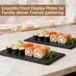 DASSNANE 12 Pack 9inch*6inch Natural Slate Cheese Board Sushi Placemat Stone Charcuterie Platter Food Contact Safe Stone Slate Tiles for Laser Engraving,Suitable for Party, Gift, Fruit, Meat, Wedding