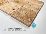 Tenedos 4"x4" Yellow Travertine Tumbled Tile for Floor, Wall, Kitchen Backsplash & Bathroom – Rustic Natural Stone Look (Box Covers 5 Sq. Ft.)