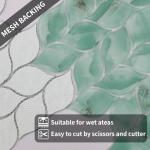 5 Sheets Ivy Glass Mosaic,Leaf Tile Mosaic for Kitchen Backsplash,Leaf Shape Mosaic for Home Décor