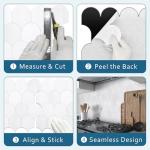 SUNWINGS 10-Sheet Fish Scale Peel and Stick Backsplash Tile, 11.4'' x 10.9" Stone Composite Scallop Handmade Looks Self-Adhesive Wall Tiles for Kitchen Bathroom, White Mixed