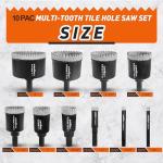 ASNOMY 10PCS Diamond Hole Saw Set, 1/4"-2" Inch Serrated Brazing Tile Hole Saw Diamond Core Drill Bits Set with EVA Mold Hole Saw Guide Jig for Porcelain Tile Glass Ceramic Stone Granite Marble