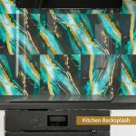 10-Sheet Peel and Stick Kitchen Backsplash Tiles,Waterproof Self Adhesive Marble Tile for Wall,PVC Wall Panels Shower Tiles for Bathroom and Kitchen Wall Decor-Not Real Tile(Dark Green,12"x12")