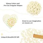 Youway Style Glass Mosaic Tiles for Crafts Bulk,200g Cream Broken Glass Pieces for DIY Spring Mosaic Art Decor,Garden Mosaic Supplies