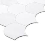 SUNWINGS 10-Sheet Fish Scale Peel and Stick Backsplash Tile, 11.4'' x 10.9" Stone Composite Scallop Handmade Looks Self-Adhesive Wall Tiles for Kitchen Bathroom, White Mixed