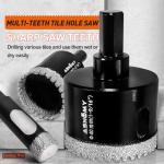 ASNOMY 10PCS Diamond Hole Saw Set, 1/4"-2" Inch Serrated Brazing Tile Hole Saw Diamond Core Drill Bits Set with EVA Mold Hole Saw Guide Jig for Porcelain Tile Glass Ceramic Stone Granite Marble