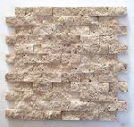 SquarefeetDepot 1x2 Walnut Travertine Splitface Finish Mosaic Backsplash Wall Tile