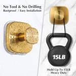 warlve Suction Cup Hooks for Shower - Reusable No-Drill Mounting - Hooks for Towels, Robes & Loofah on Metal, Glass, Mirrors, Tile & Smooth Non-Porous Surfaces (2, Brushed Gold)