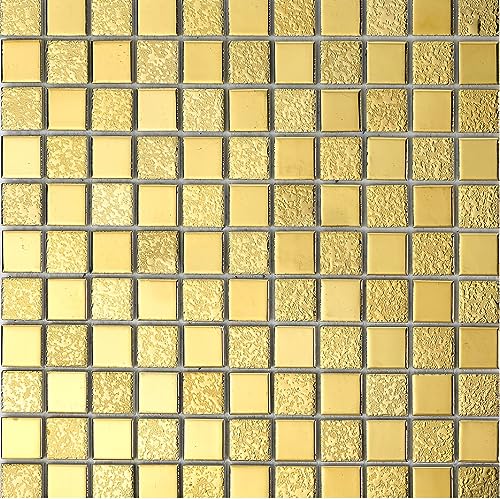 Gold Square Ceramic Shower Floor Tile Mosaic