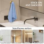 warlve Suction Cup Hooks for Shower - Reusable No-Drill Mounting - Hooks for Towels, Robes & Loofah on Metal, Glass, Mirrors, Tile & Smooth Non-Porous Surfaces (2, Brushed Gold)