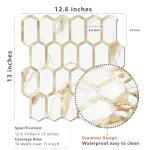 Vamos Tile Long Hexagon Peel and Stick Tile Backsplash - 10 Sheets Stick on Backsplash for Kitchen and Bathroom Calacatta Gold Mixed Metal Light Gold PVC Self Adhesive Mosaic Wall Tiles(Seamless)