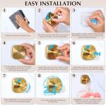 warlve Suction Cup Hooks for Shower - Reusable No-Drill Mounting - Hooks for Towels, Robes & Loofah on Metal, Glass, Mirrors, Tile & Smooth Non-Porous Surfaces (2, Brushed Gold)