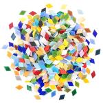 Swpeet 1 Pound Mosaic Tiles Mixed Color Mosaic Glass Pieces with Organizing Container, Genuine Mosaic Tiles Glass Pieces Mosaic Perfect for Home Decoration Crafts Supply(Panchromatic, Diamond)
