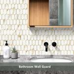 Vamos Tile Long Hexagon Peel and Stick Tile Backsplash - 10 Sheets Stick on Backsplash for Kitchen and Bathroom Calacatta Gold Mixed Metal Light Gold PVC Self Adhesive Mosaic Wall Tiles(Seamless)