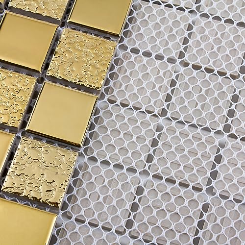 Gold Square Ceramic Shower Floor Tile Mosaic