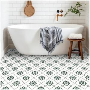 MORCART Peel and Stick Floor Tile, 20-Pack 7.87" x 7.87" Matte Vinyl Floor, Self Adhesive Waterproof Flooring DIY for Renter, Removable Tile Sticker for Bathroom, Kitchen, Bedroom, Wall (Green)