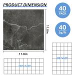 AKOLAFE 40 Sheet Vinyl Flooring 12"x12" Peel and Stick Floor Tile Waterproof Black Marble Vinyl Floor Tiles Clearance Self Adhesive Floor Tiles Sticky Laminate Flooring for Bathroom Kitchen Basement