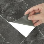 AKOLAFE 40 Sheet Vinyl Flooring 12"x12" Peel and Stick Floor Tile Waterproof Black Marble Vinyl Floor Tiles Clearance Self Adhesive Floor Tiles Sticky Laminate Flooring for Bathroom Kitchen Basement