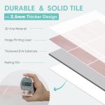 Commomy Thicker Pink Peel and Stick Tiles- 10 pcs of 12" x 12" - 3D Adhesive Square Peel and Stick Tiles Backsplash for Kitchen, Bathroom, Removable, Waterproof, Vinyl Wall Tile