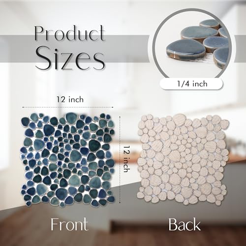 Blujellyfish Deep Blue Teal Pebble Shower Tiles