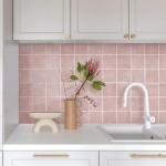 Commomy Thicker Pink Peel and Stick Tiles- 10 pcs of 12" x 12" - 3D Adhesive Square Peel and Stick Tiles Backsplash for Kitchen, Bathroom, Removable, Waterproof, Vinyl Wall Tile