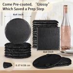 36 PCS Glossy Black Slate Coasters for Laser Engraving, MAPRIAL 2026 Upgrade 4 Inch 18 PCS Square, 18P Round Stone Drinks Coaster Bulk, Laser Blanks Material for Engraver, DIY, Gifts, Wedding